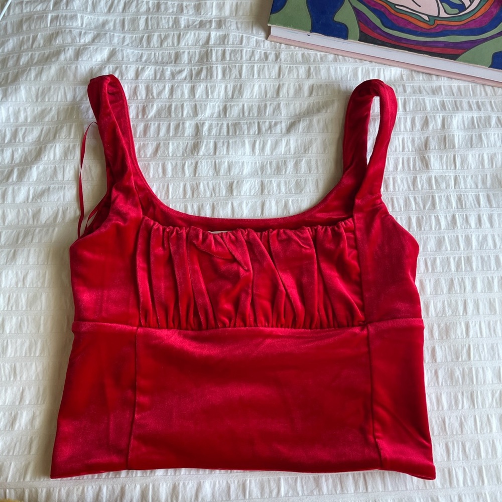 Vintage red velvet babydoll bustier tee